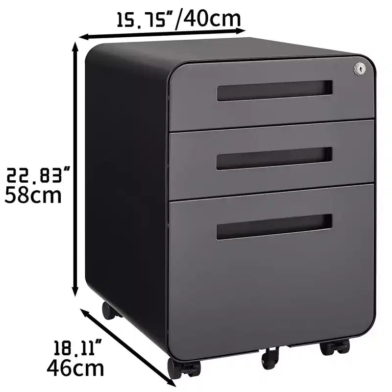 Moderno armadietto mobile salvaspazio con cassetti/ante con serratura, schedario portaoggetti per l'home office, sotto la scrivania