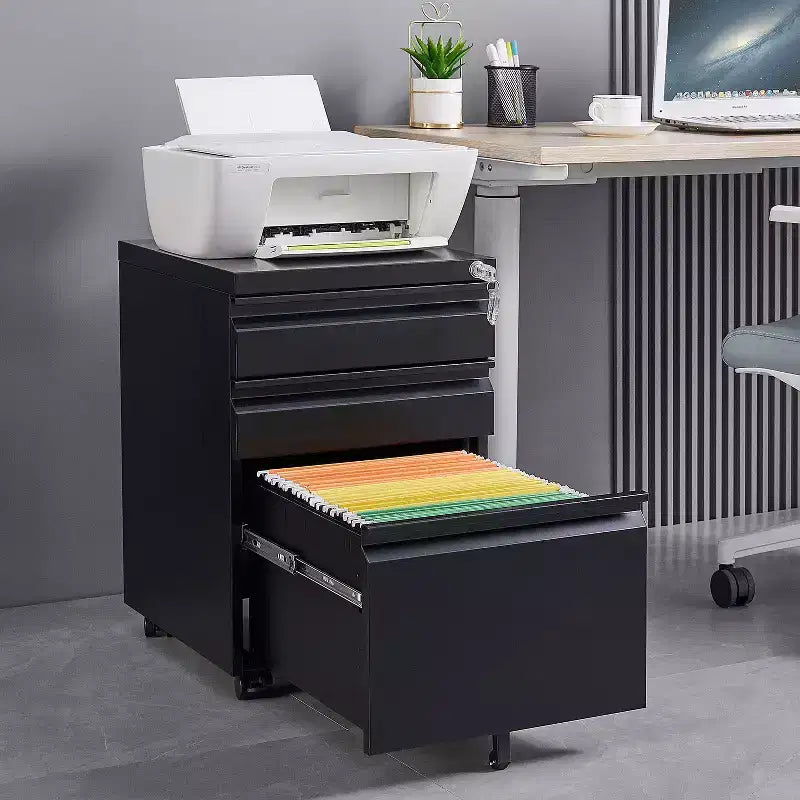 Moderno armadietto mobile salvaspazio con cassetti/ante con serratura, schedario portaoggetti per l'home office, sotto la scrivania