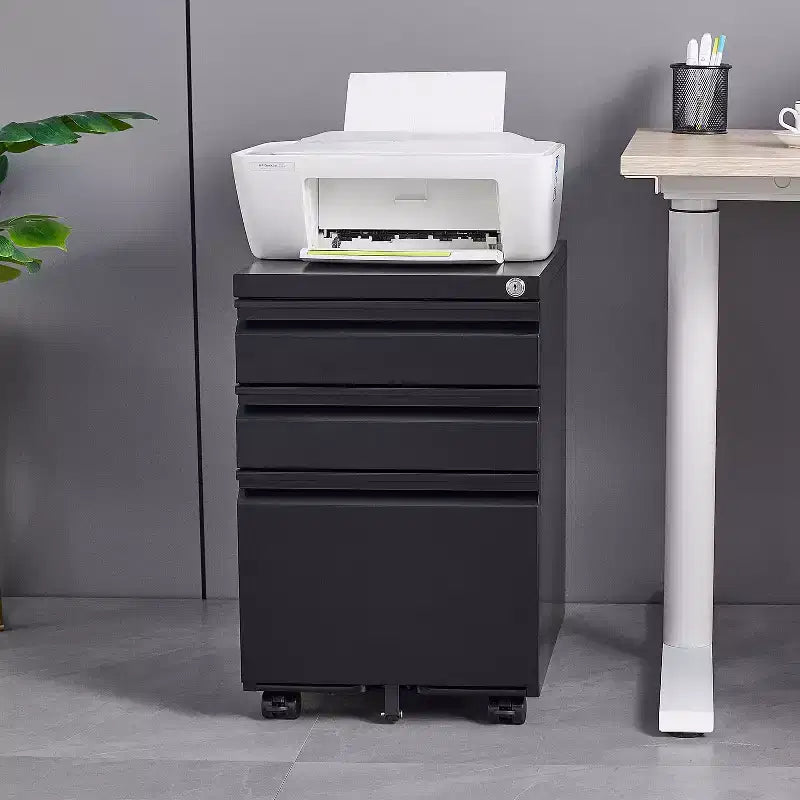 Moderno armadietto mobile salvaspazio con cassetti/ante con serratura, schedario portaoggetti per l'home office, sotto la scrivania