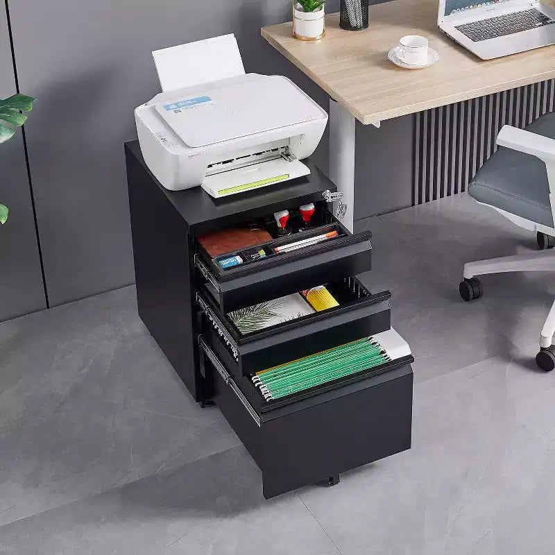 Moderno armadietto mobile salvaspazio con cassetti/ante con serratura, schedario portaoggetti per l'home office, sotto la scrivania