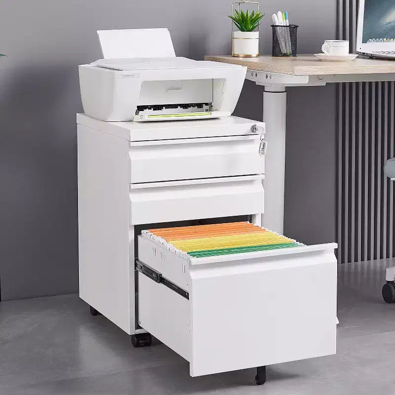 Moderno armadietto mobile salvaspazio con cassetti/ante con serratura, schedario portaoggetti per l'home office, sotto la scrivania