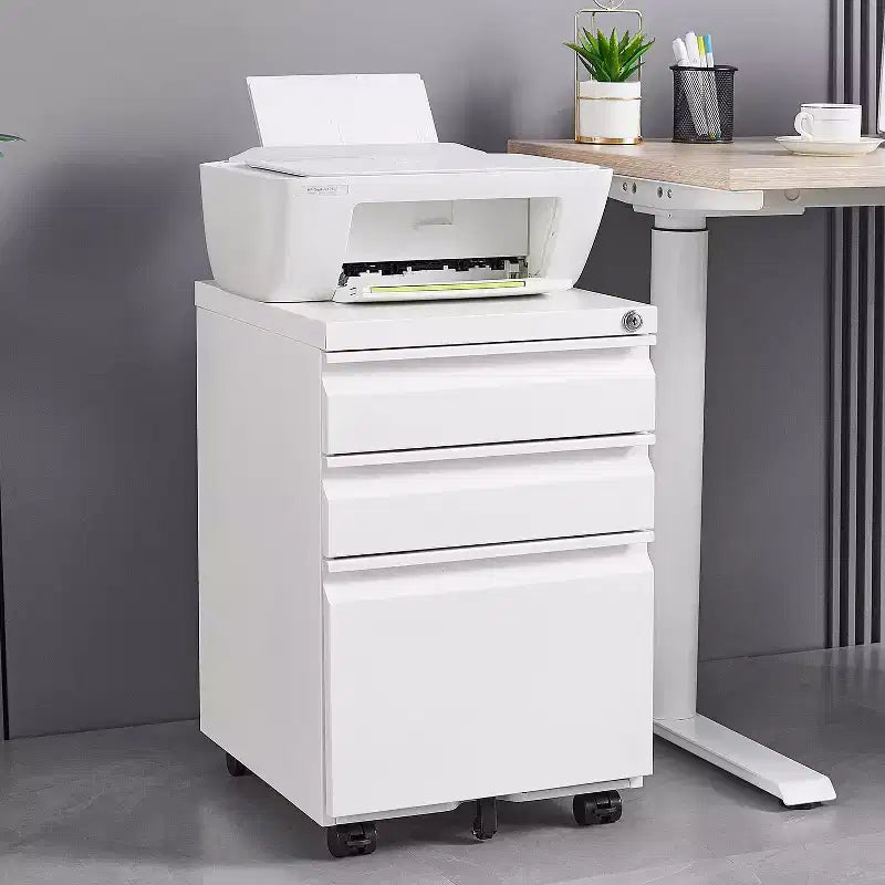 Moderno armadietto mobile salvaspazio con cassetti/ante con serratura, schedario portaoggetti per l'home office, sotto la scrivania