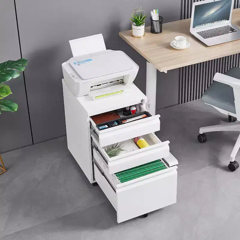 Moderno armadietto mobile salvaspazio con cassetti/ante con serratura, schedario portaoggetti per l'home office, sotto la scrivania