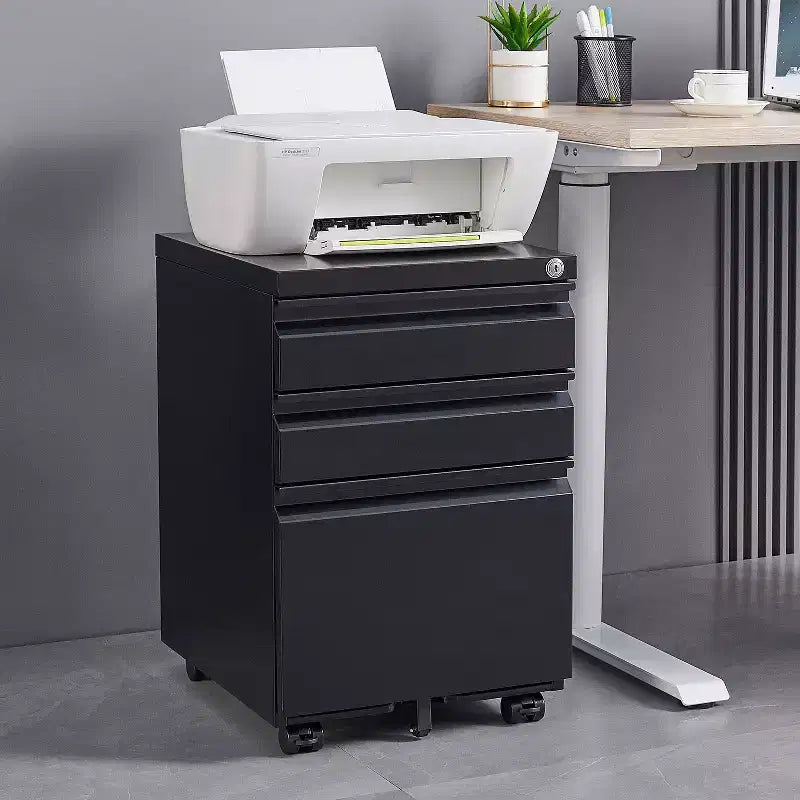 Modern Small Mobile Filing Cabinet with Lock Drawers/Doors,Storage Organizer File Cabinet for Home Office,Under Desk
