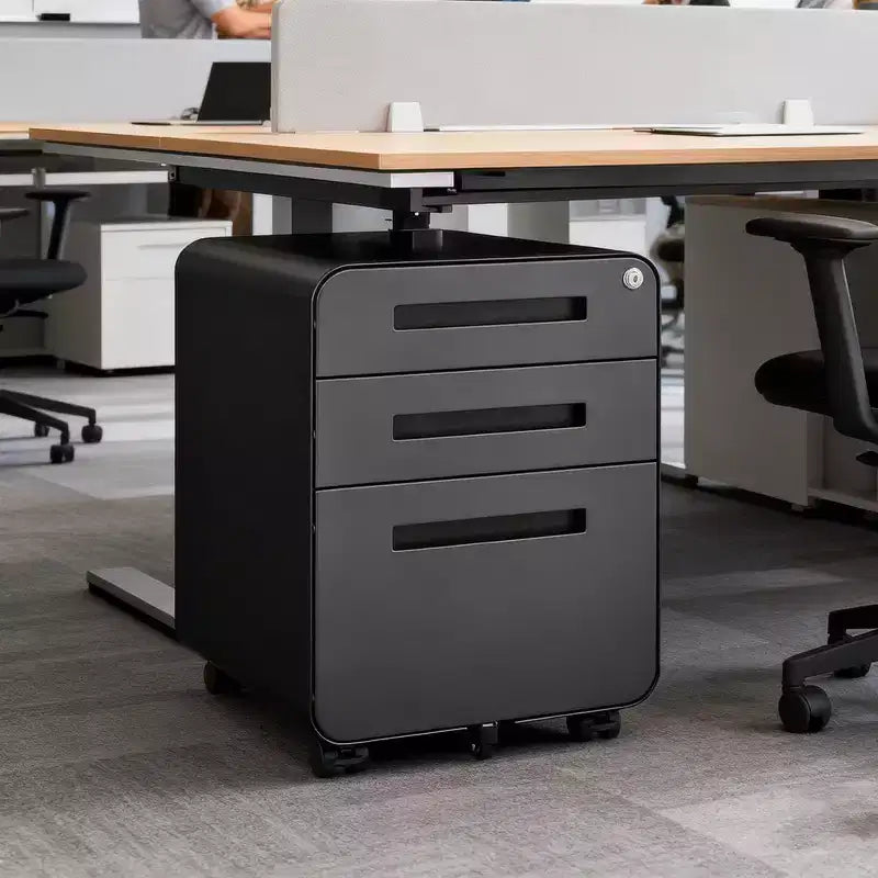 Moderno armadietto mobile salvaspazio con cassetti/ante con serratura, schedario portaoggetti per l'home office, sotto la scrivania