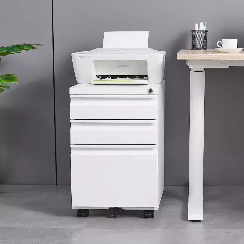 Moderno armadietto mobile salvaspazio con cassetti/ante con serratura, schedario portaoggetti per l'home office, sotto la scrivania