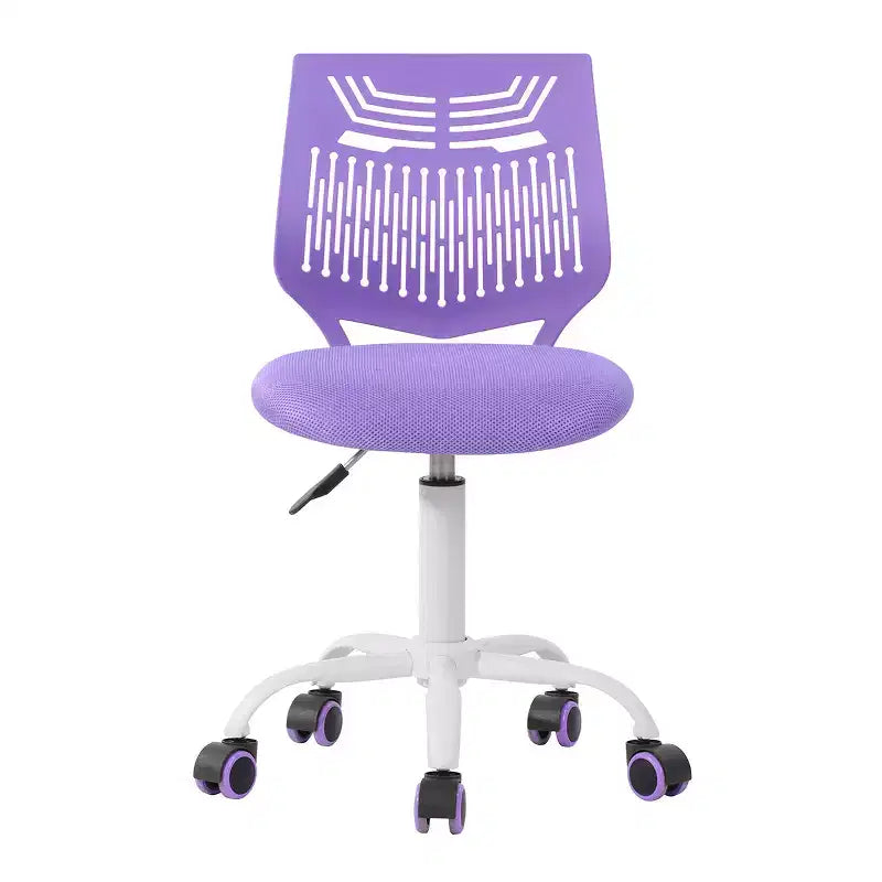 Desk Chair Armless Cute, Armless Small Computer Study Task Chair Adjustable Swivel Low Back with Rolling Wheels for Teens Students, PURPLE