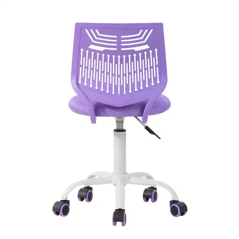 Sedia da scrivania senza braccioli, carina, piccola, per computer, studio, attività, regolabile, girevole, schienale basso con ruote per adolescenti e studenti, VIOLA