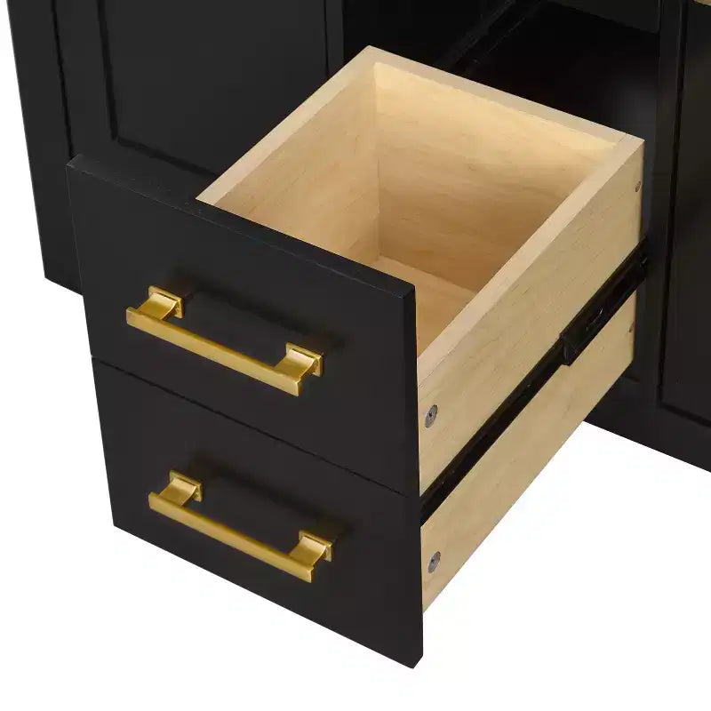 Mobile lavabo da bagno combinato da 90 cm, mobiletto da bagno con cassetti, mobile lavabo singolo con struttura in legno massello