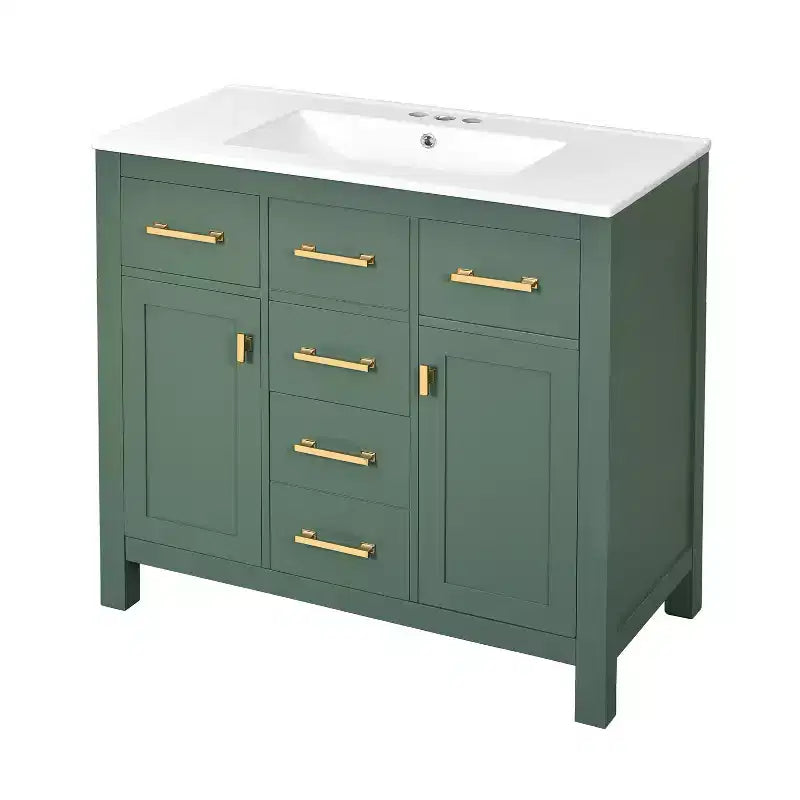 Mobile lavabo da bagno combinato da 90 cm, mobiletto da bagno con cassetti, mobile lavabo singolo con struttura in legno massello