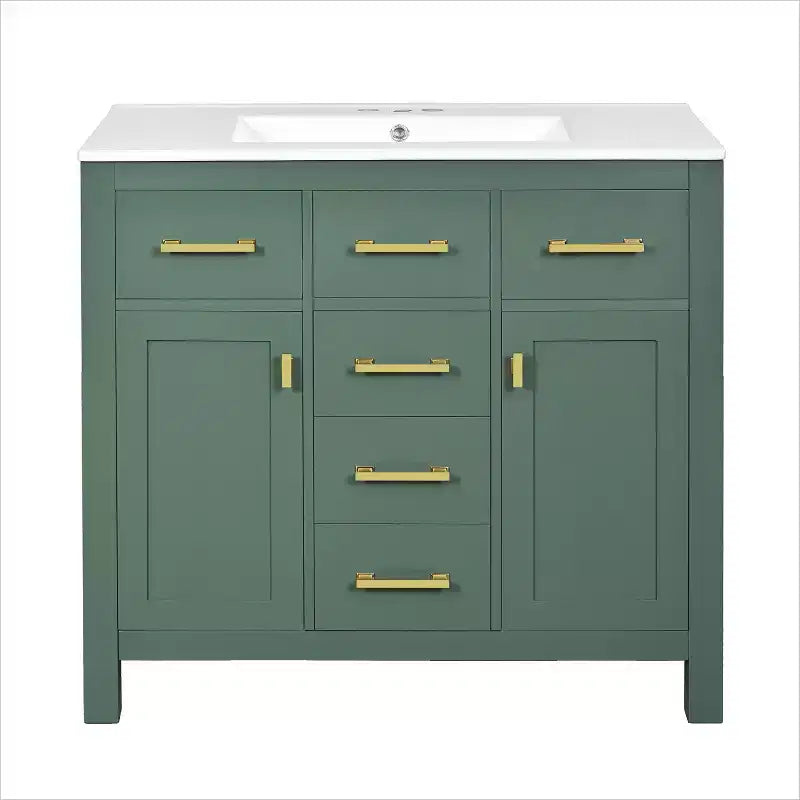 Mobile lavabo da bagno combinato da 90 cm, mobiletto da bagno con cassetti, mobile lavabo singolo con struttura in legno massello