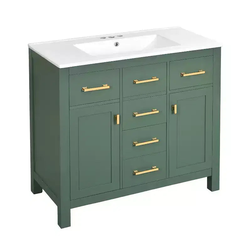 Mobile lavabo da bagno combinato da 90 cm, mobiletto da bagno con cassetti, mobile lavabo singolo con struttura in legno massello