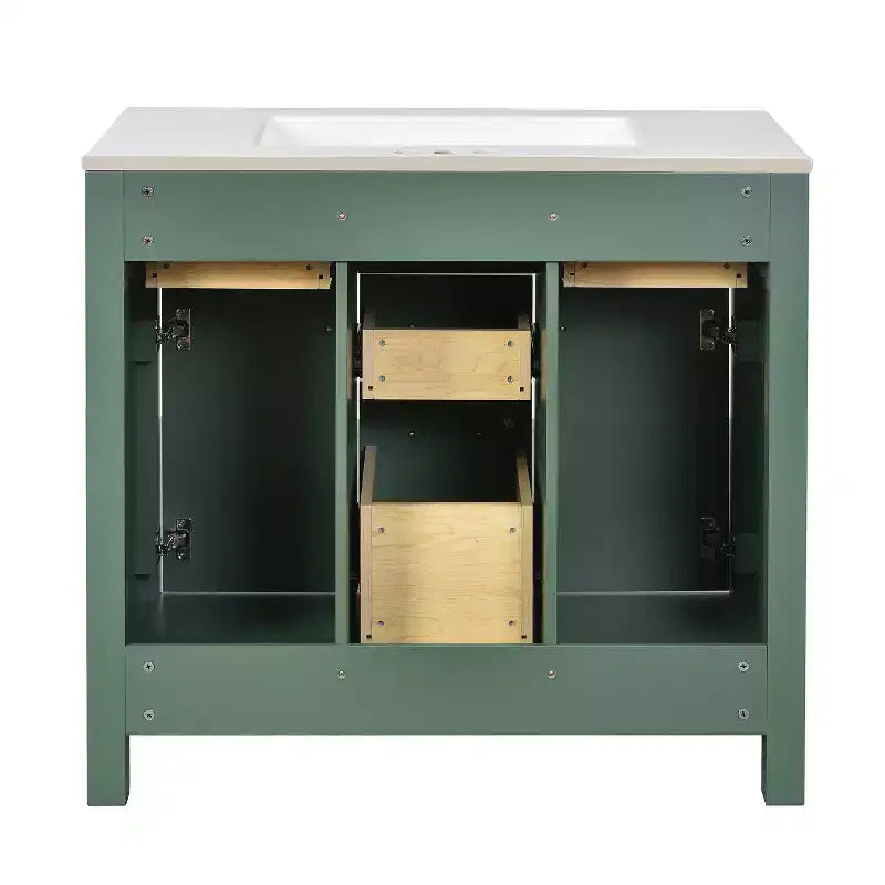 Mobile lavabo da bagno combinato da 90 cm, mobiletto da bagno con cassetti, mobile lavabo singolo con struttura in legno massello