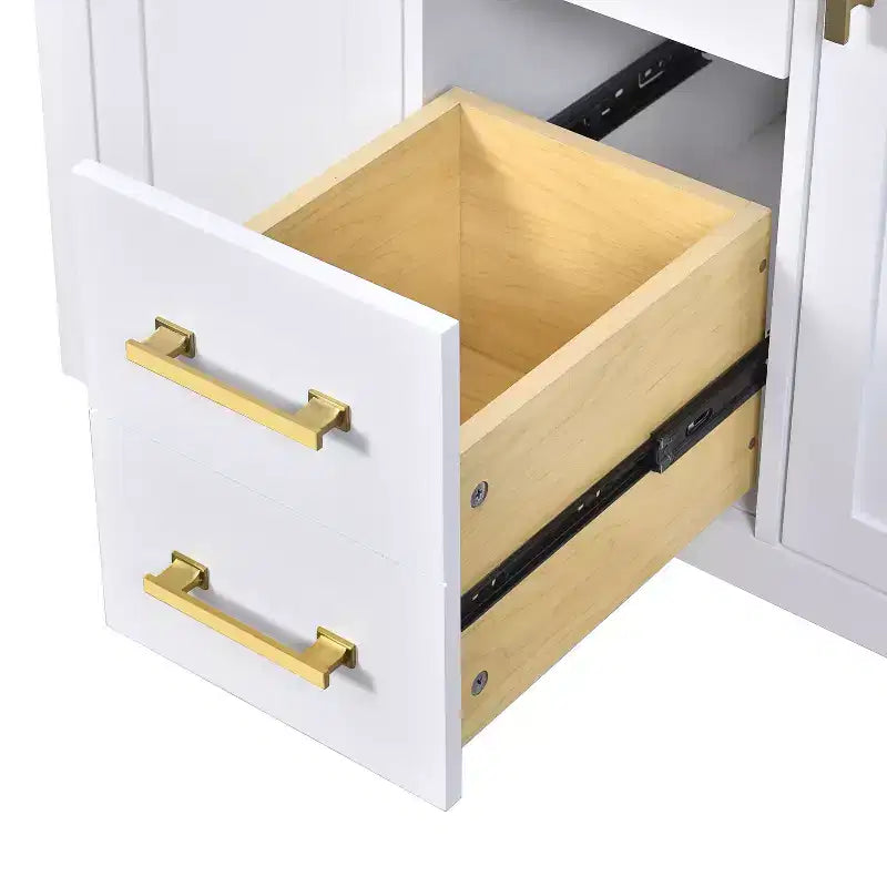 Mobile lavabo da bagno combinato da 90 cm, mobiletto da bagno con cassetti, mobile lavabo singolo con struttura in legno massello