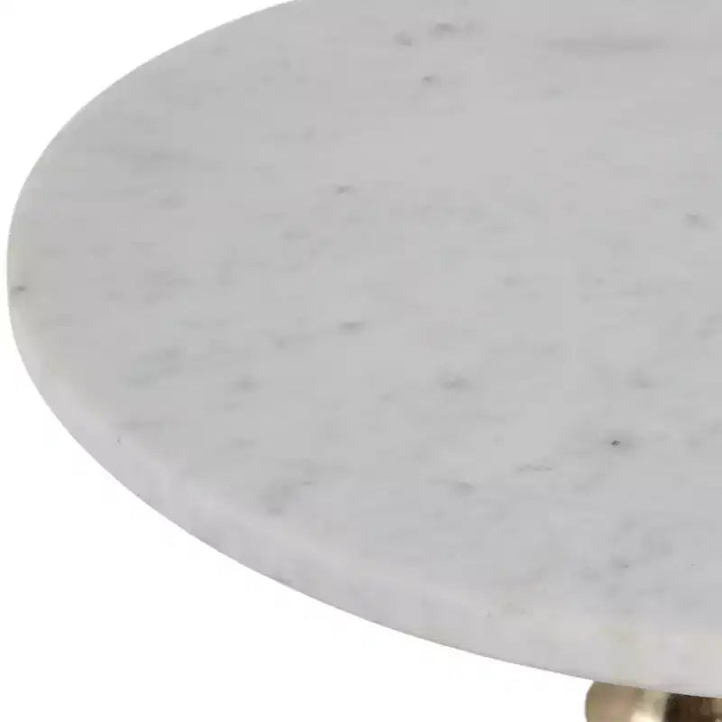 Tavolino, comodino o mobiletto elegante per l'arredamento della stanza - Piano in marmo con base a coste per l'arredamento della camera da letto o del soggiorno - 22 Bianco e Oro