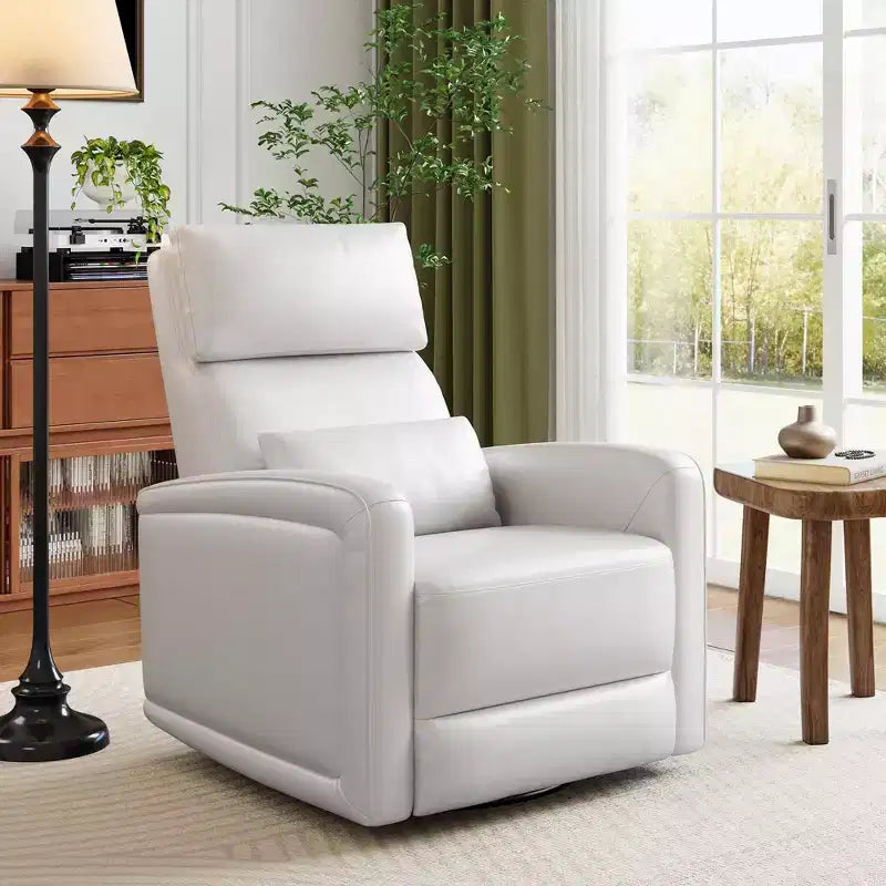 Manual Recliner Chair w/ Swivel and Rocker, Adjustable Backrest and Footrest, Faux Leather Armchair for Living Room