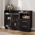 Glass Door Storage Cabinet, Freestanding Display Cabinet w/ Drawers for Living Room & Dining Room