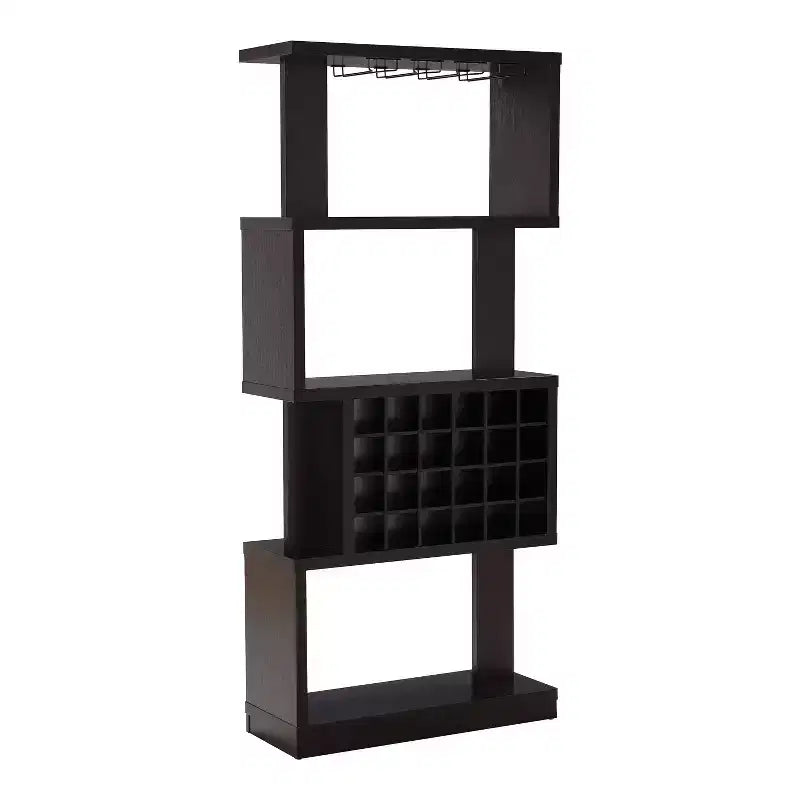 Contemporary 4 Tier Wine Stand Cappuccino - : Holds 24 Bottles, Stemware Storage