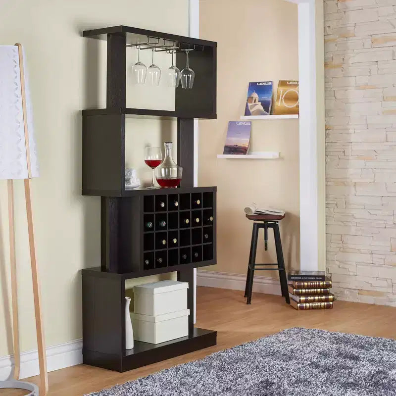 Porta Bottiglie da Vino Contemporaneo a 4 Livelli Cappuccino - : Contiene 24 Bottiglie, Spazio per Bicchieri