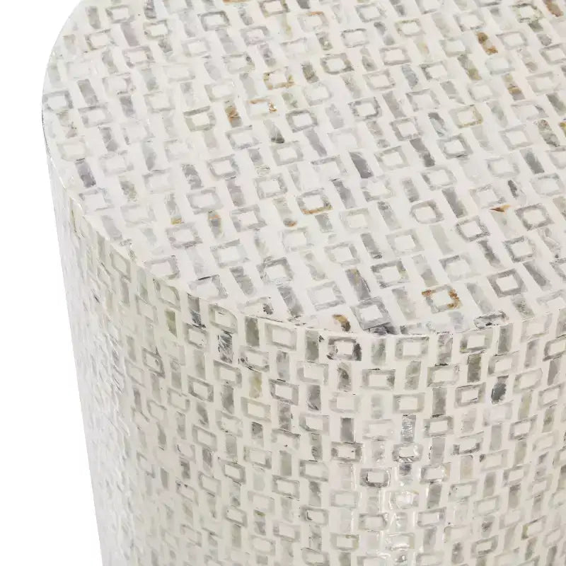 Sgabello contemporaneo in madreperla bianco - Olivia & May: Accento rotondo moderno, struttura in MDF, motivo solido, altezza seduta 22,35".