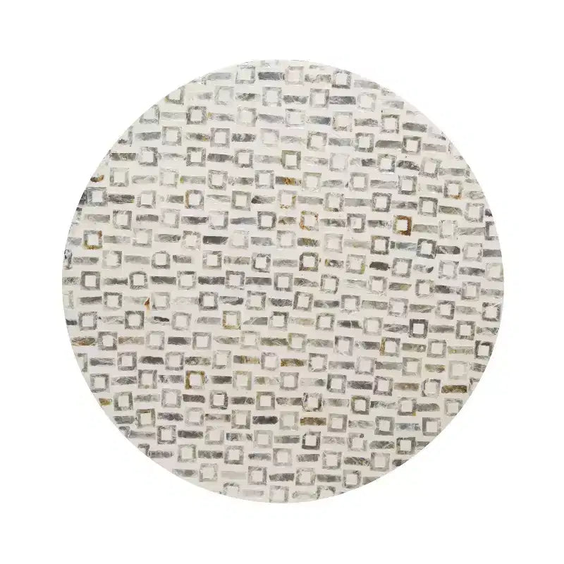 Sgabello contemporaneo in madreperla bianco - Olivia & May: Accento rotondo moderno, struttura in MDF, motivo solido, altezza seduta 22,35".