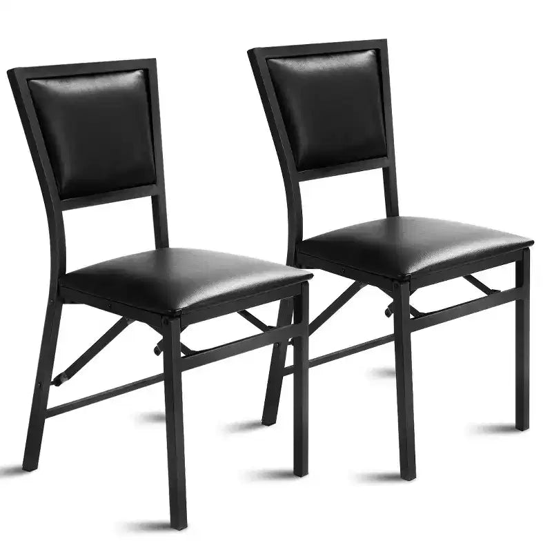 Set of 2 Metal Folding Chair Dining Chairs Home Restaurant Furniture Portable Black