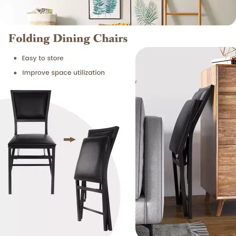 Sedia pieghevole in metallo Sedie da pranzo Mobili per casa e ristorante Portatile Nero