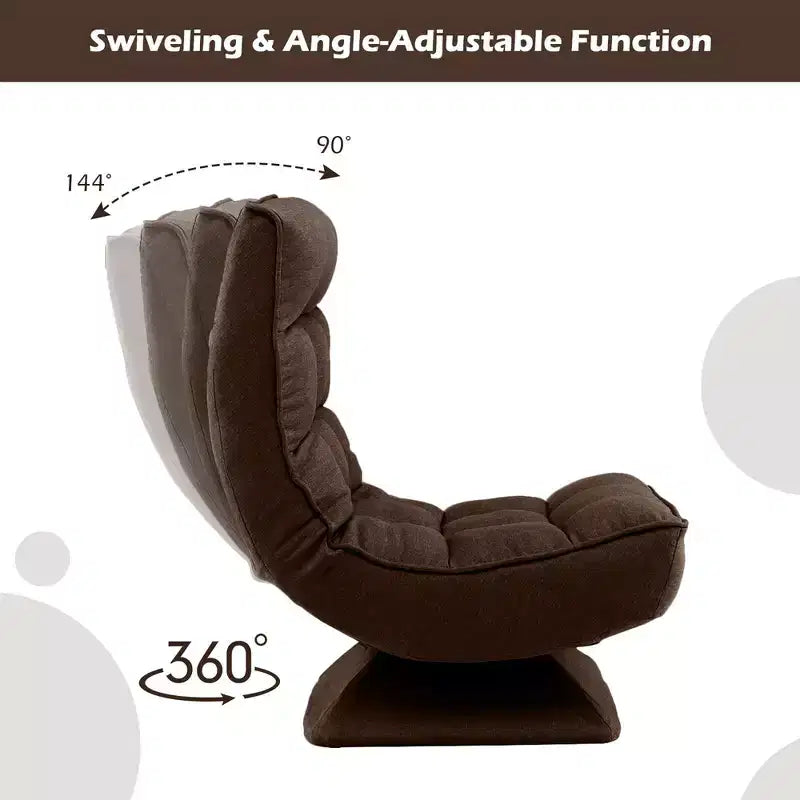 Sedia da Pavimento Girevole a 360° Reclinabile a 5 Livelli con Cuscino Massaggiante Grigio\Nero\Marrone