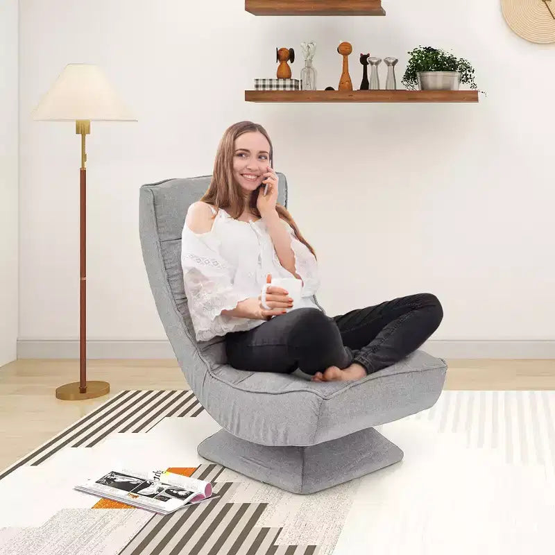 Sedia da Pavimento Girevole a 360° Reclinabile a 5 Livelli con Cuscino Massaggiante Grigio\Nero\Marrone