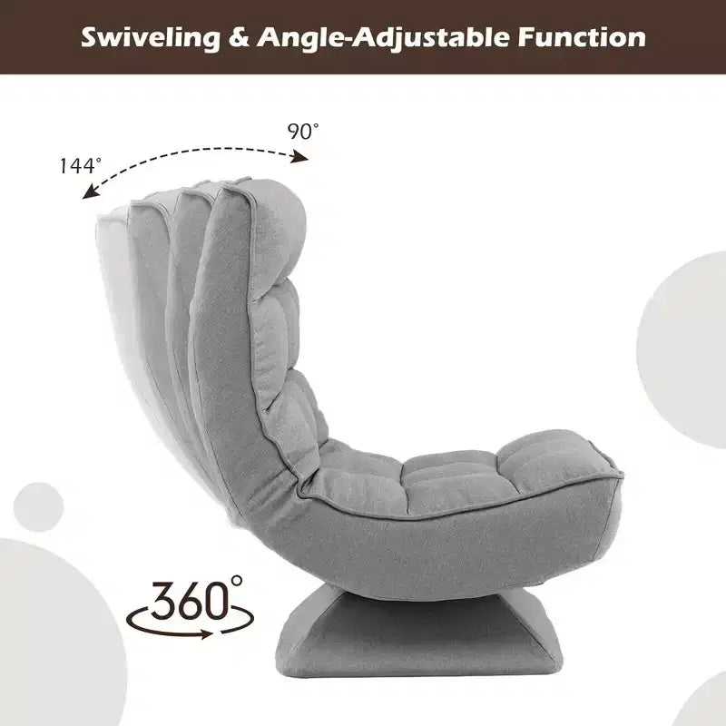 Sedia da Pavimento Girevole a 360° Reclinabile a 5 Livelli con Cuscino Massaggiante Grigio\Nero\Marrone