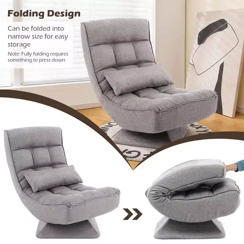 Sedia da Pavimento Girevole a 360° Reclinabile a 5 Livelli con Cuscino Massaggiante Grigio\Nero\Marrone