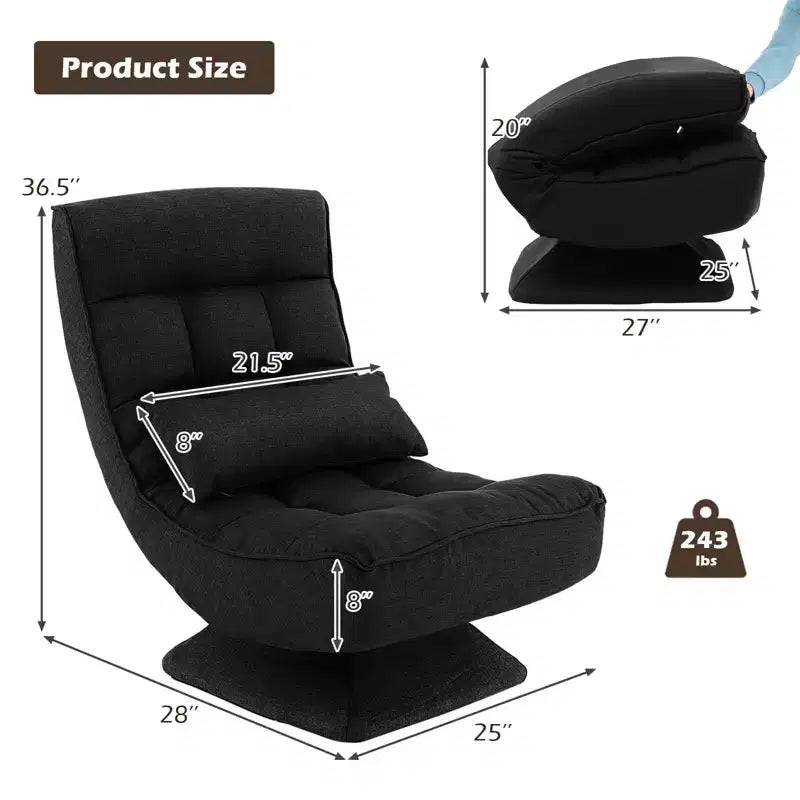 Sedia da Pavimento Girevole a 360° Reclinabile a 5 Livelli con Cuscino Massaggiante Grigio\Nero\Marrone