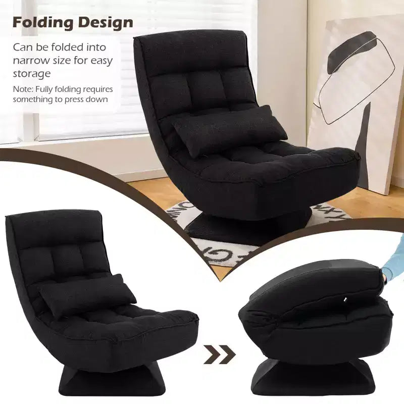Sedia da Pavimento Girevole a 360° Reclinabile a 5 Livelli con Cuscino Massaggiante Grigio\Nero\Marrone