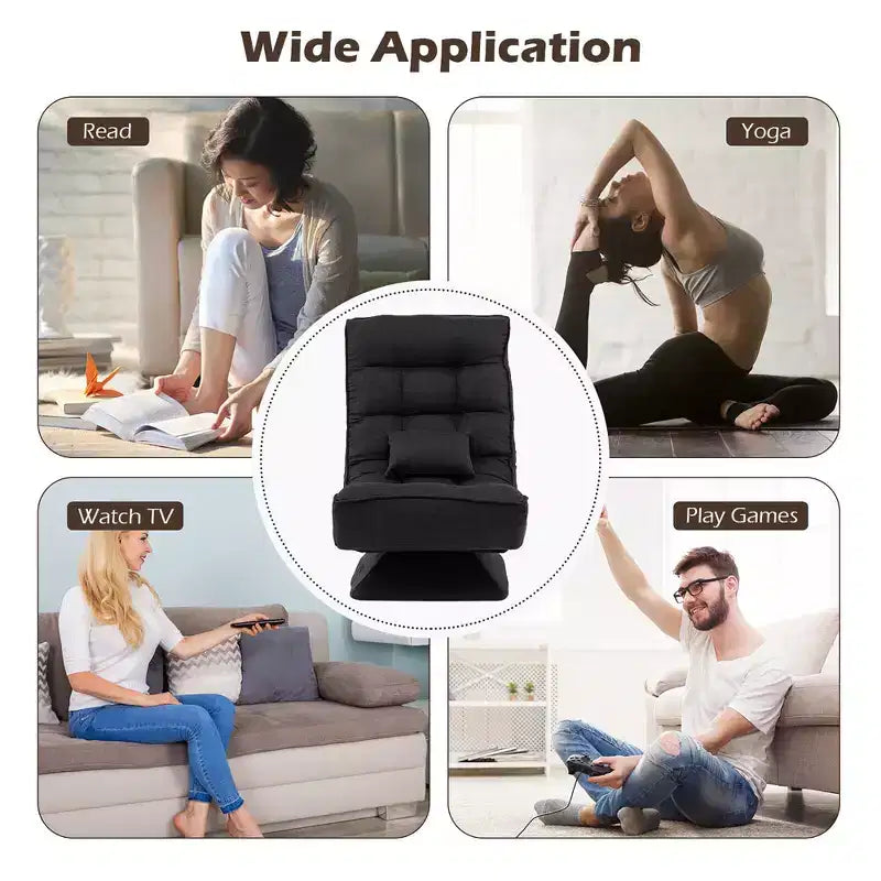 Sedia da Pavimento Girevole a 360° Reclinabile a 5 Livelli con Cuscino Massaggiante Grigio\Nero\Marrone