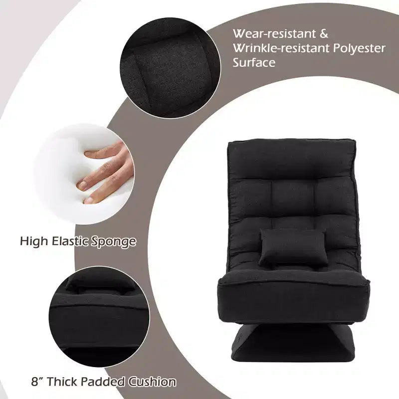 Sedia da Pavimento Girevole a 360° Reclinabile a 5 Livelli con Cuscino Massaggiante Grigio\Nero\Marrone