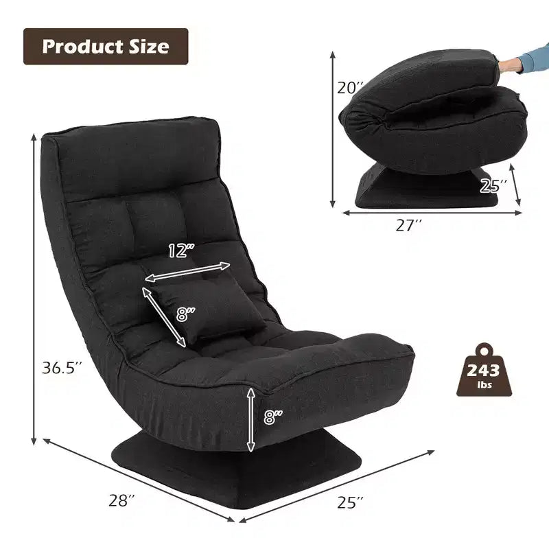 Sedia da Pavimento Girevole a 360° Reclinabile a 5 Livelli con Cuscino Massaggiante Grigio\Nero\Marrone